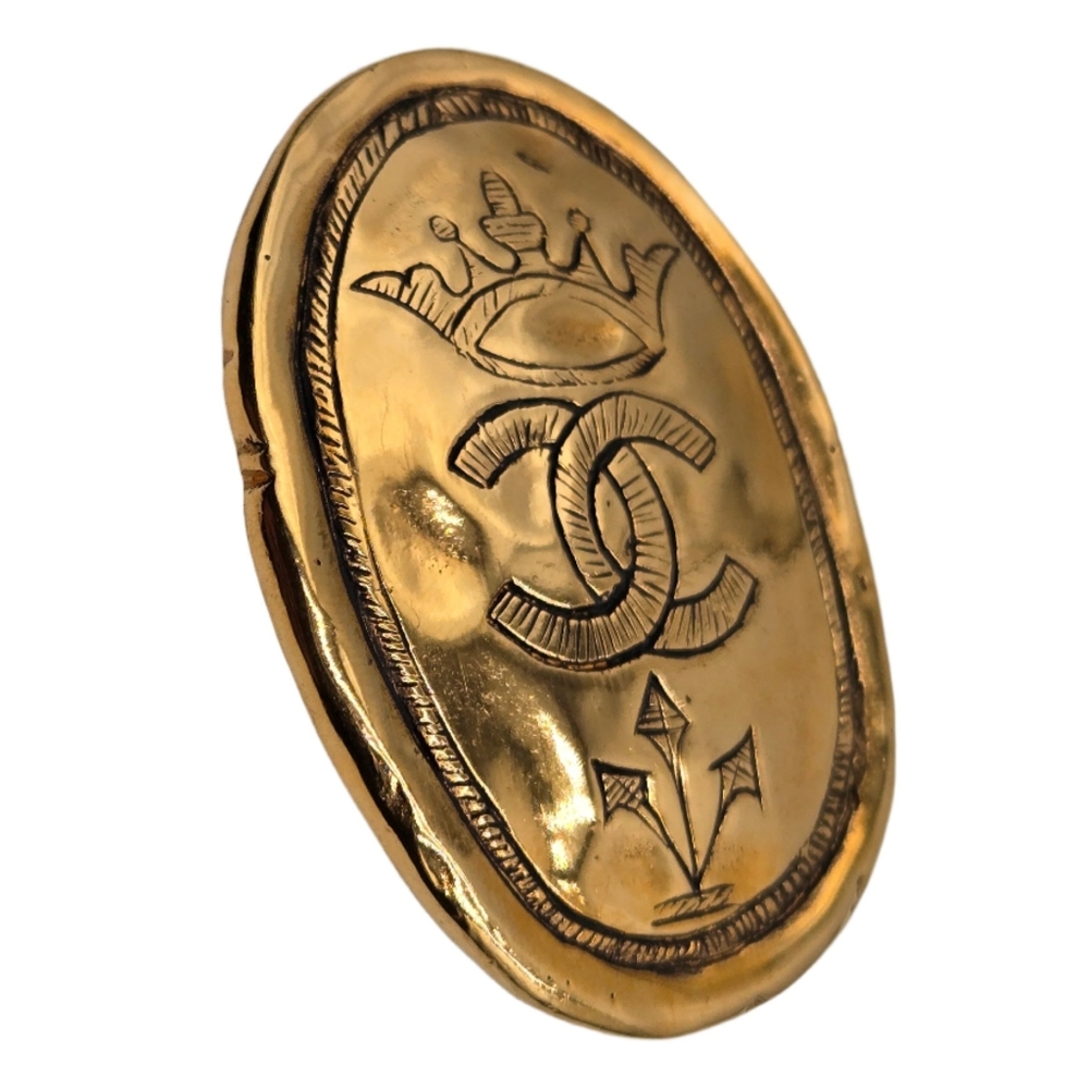 #15 Chanel Brooch Coco Mark Oval GP Plated Gold  - Picture 14 of 15
